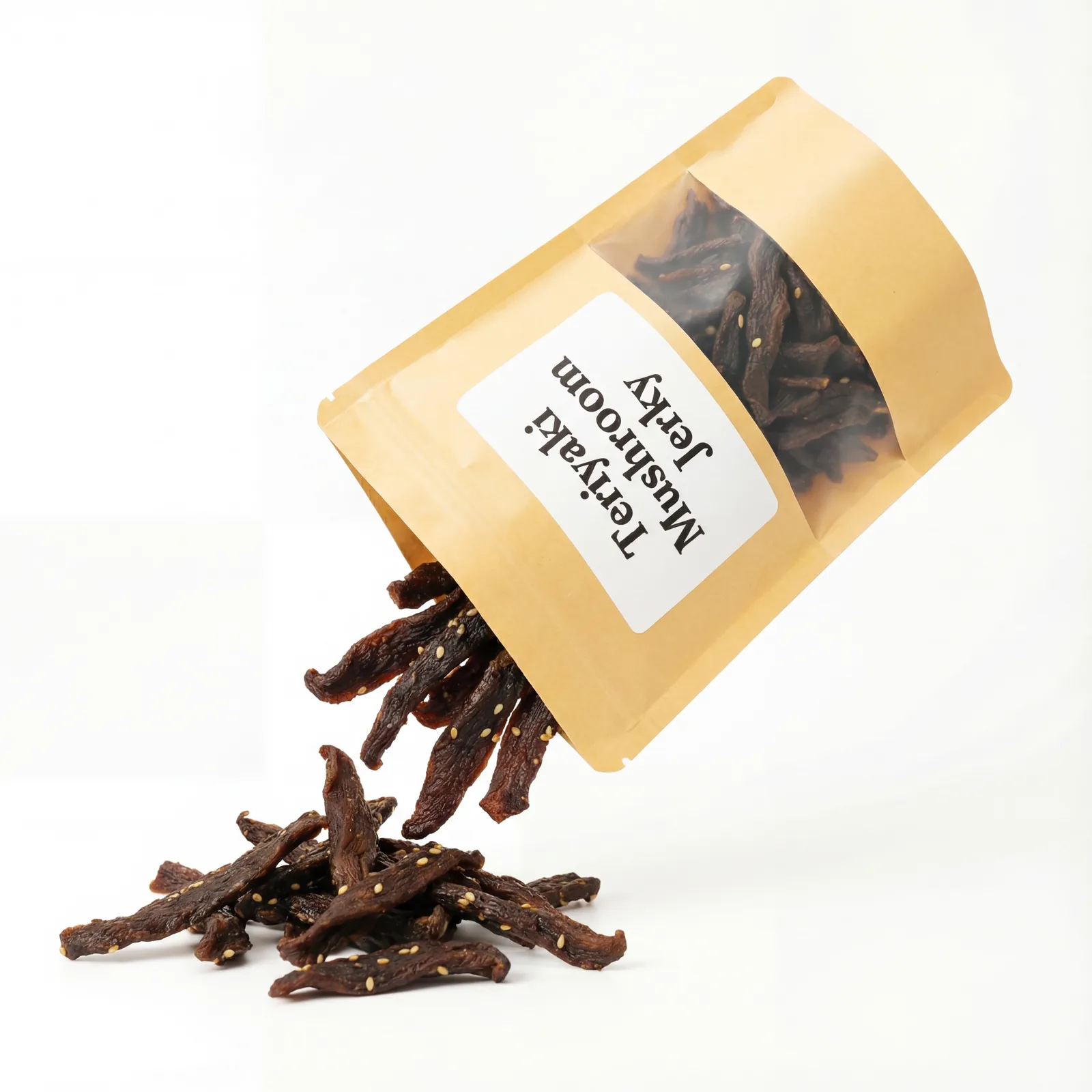 Jerky spilling from the pouch