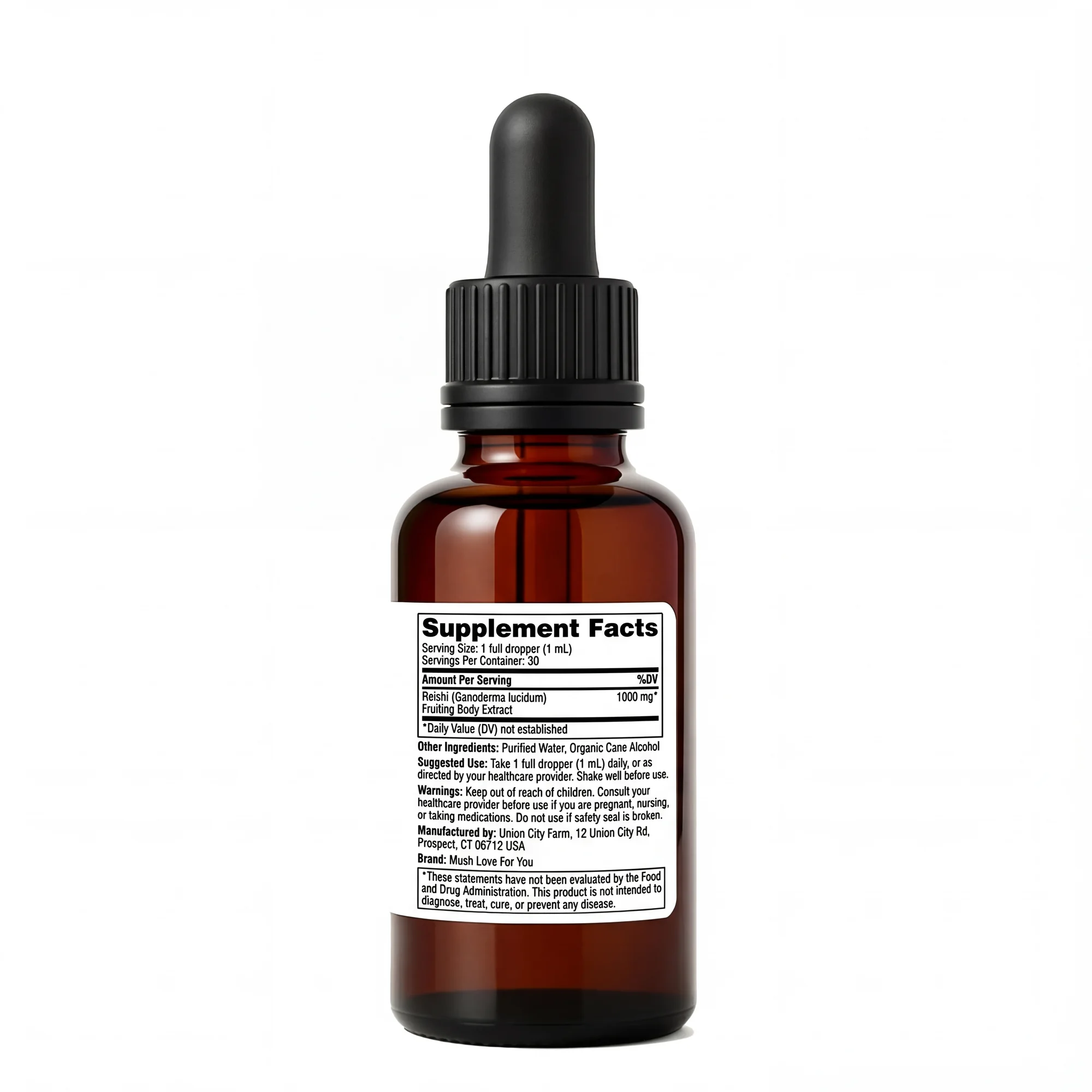 Reishi Tincture Supplement Facts label
